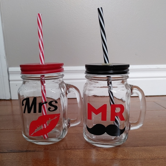 Other - Mr. & Mrs. Wedding mason jar mugs glasses